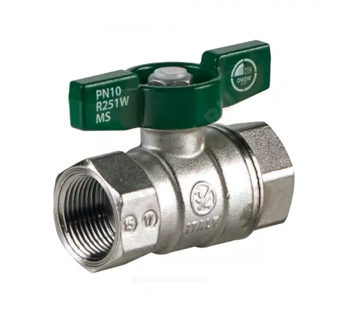 Кран шаровой латунь хром R251W Ду 10 Ру42 ВР бабочка зеленая Giacomini R251WX022