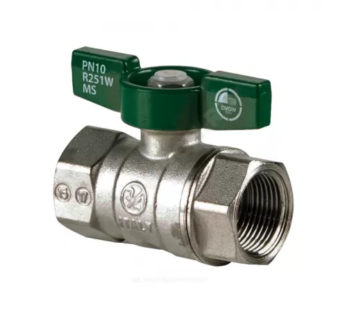 Кран шаровой латунь хром R251W Ду 10 Ру42 ВР бабочка зеленая Giacomini R251WX022