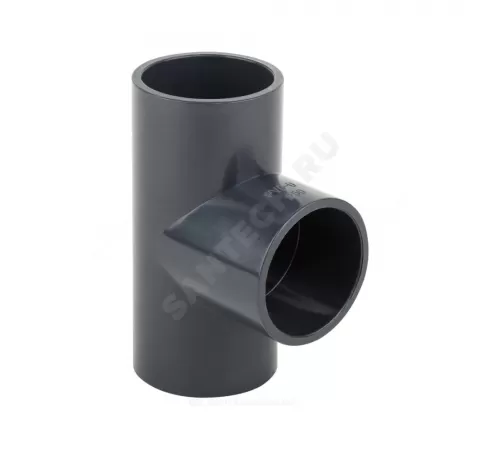 Тройник ПВХ переходной Дн 225х90гр Ру10 серый напорный под клеевое соединение Aquaviva TEE2250