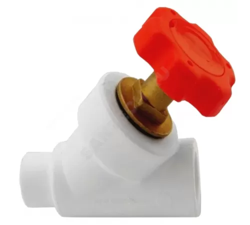 Клапан (вентиль) PP-R запорный белый Дн 32х45гр внутр/наруж пайка VALFEX 10173032