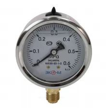 Манометр гидрозаполненный МД93 радиальный Дк63мм 0-0,6 МПа G1/4" глицерин ЭКОМЕРА МД93-63-G-0,6МПа
