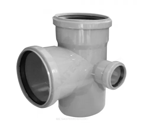 Крестовина PP-H 2-плоскостная правая серая Дн 110х110х50х87,5гр б/нап в/к VALFEX 28211150