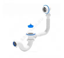 Слив-перелив для ванны трубный с пробкой 1 1/2"x40 выпуск с пластиковой решёткой D=70мм Варяг АНИ Пласт C6150