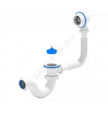 Слив-перелив для ванны трубный с пробкой 1 1/2"x40 выпуск с пластиковой решёткой D=70мм Варяг АНИ Пласт C6150