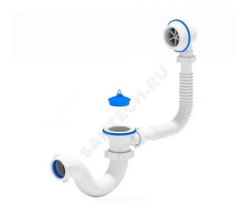 Слив-перелив для ванны трубный с пробкой 1 1/2"x40 выпуск с пластиковой решёткой D=70мм Варяг АНИ Пласт C6150