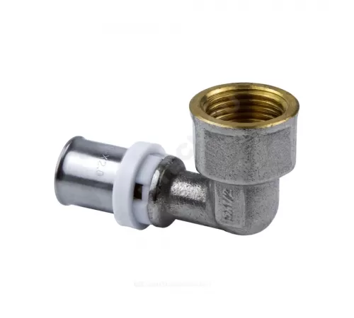 Угольник МП латунь никель пресс Дн 16х1/2"х90гр ВР ГОСТ 32415-2013 8007 Aquasfera 8007-01