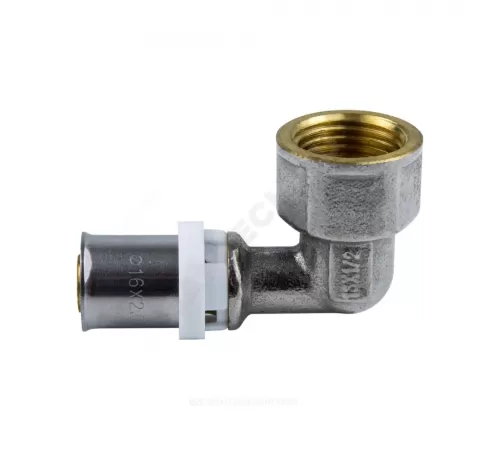 Угольник МП латунь никель пресс Дн 16х1/2"х90гр ВР ГОСТ 32415-2013 8007 Aquasfera 8007-01