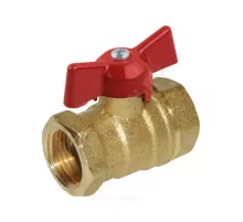 Кран шаровой латунь 11б27п7 Ду 15 Ру16 ВР бабочка красная Цветлит ZW10058