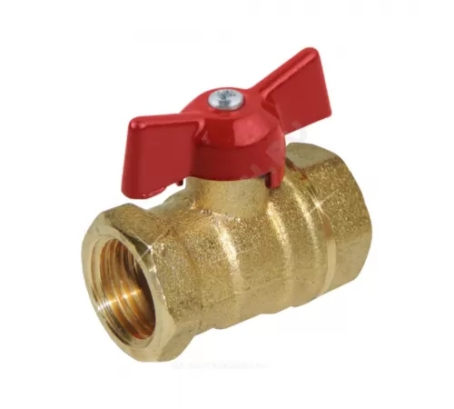 Кран шаровой латунь 11б27п7 Ду 15 Ру16 ВР бабочка красная Цветлит ZW10058