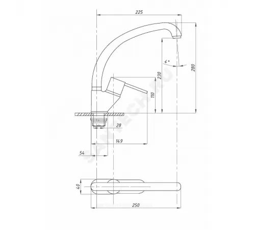 Смеситель для кухонной мойки ручка сбоку одноручный ПЛЮС ПСМ-335-008 Профсан PSM-335-008