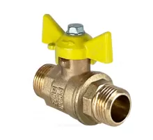 Кран шаровой латунь газ 11Б27фтМ Ду 15 Ру40 НР бабочка желтая VALFEX VF.279.LB3.012.N/P59