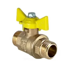 Кран шаровой латунь газ 11Б27фтМ Ду 15 Ру40 НР бабочка желтая VALFEX VF.279.LB3.012.N/P59