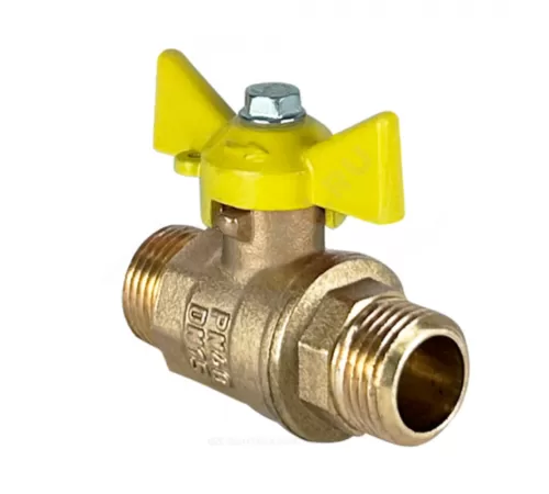 Кран шаровой латунь газ 11Б27фтМ Ду 15 Ру40 НР бабочка желтая VALFEX VF.279.LB3.012.N/P59