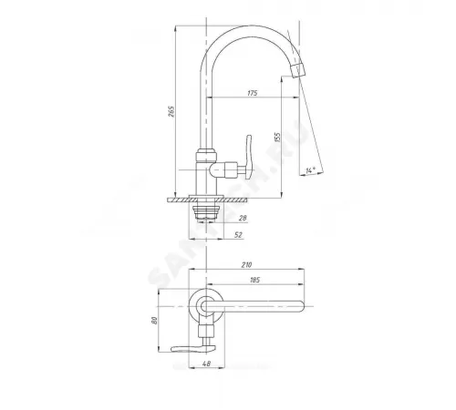 Кран настольный ПСМ-905-89 Профсан PSM-905-89