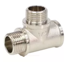 Тройник латунь никель переходной Ду 20х15х20 (3/4"х1/2"х3/4") ВР/НР/НР VALFEX VF.133.N.034.012.034