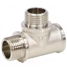 Тройник латунь никель переходной Ду 20х15х20 (3/4"х1/2"х3/4") ВР/НР/НР VALFEX VF.133.N.034.012.034