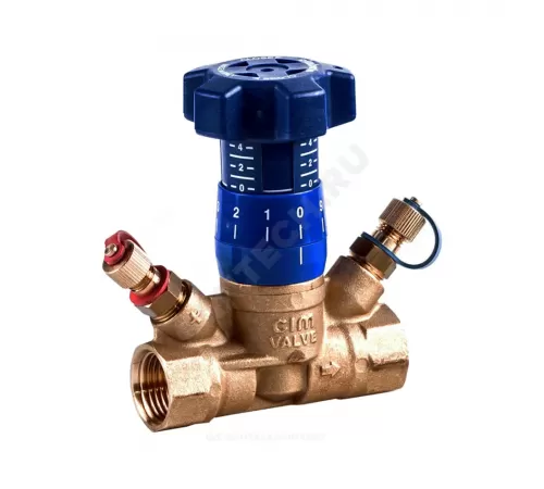 Клапан балансировочный ручной латунь 787OT Ду 25 Rp1" Ру25 ВР Kvs=4.08м3/ч с измерительными ниппелями Cimberio CIM 787OT 1