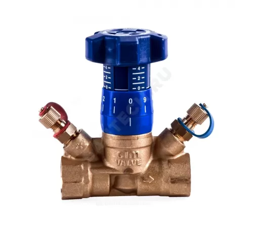 Клапан балансировочный ручной латунь 787OT Ду 25 Rp1" Ру25 ВР Kvs=4.08м3/ч с измерительными ниппелями Cimberio CIM 787OT 1