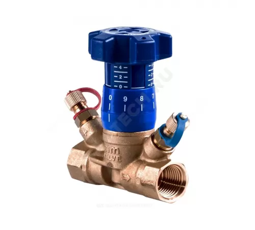 Клапан балансировочный ручной латунь 787OT Ду 25 Rp1" Ру25 ВР Kvs=4.08м3/ч с измерительными ниппелями Cimberio CIM 787OT 1