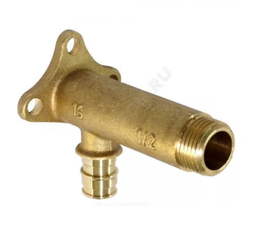 Водорозетка для PE-X труб радиальная латунь Дн 16х1/2" ВР L=70мм с фланцем РОС