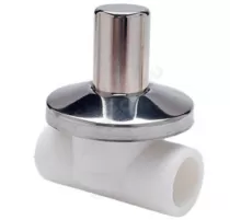 Клапан (вентиль) PP-R запорный белый хромированный Дн 20х90гр Ру25 внутренняя пайка RTP (РосТурПласт) 10539