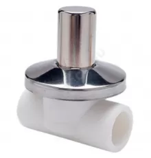 Клапан (вентиль) PP-R запорный белый хромированный Дн 20х90гр Ру25 внутренняя пайка RTP (РосТурПласт) 10539