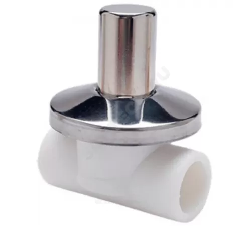 Клапан (вентиль) PP-R запорный белый хромированный Дн 20х90гр Ру25 внутренняя пайка RTP (РосТурПласт) 10539