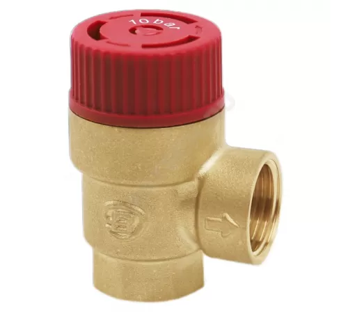 Клапан предохранительный угловой латунь Ду 15х15 ВР G1/2"хG1/2" Рср=10бар Benarmo
