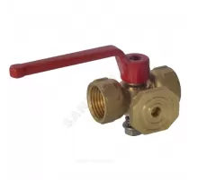 Кран для манометра 3-ходовой латунь 11б18бк(ф)1 Ду 15 Ру16 ВР G1/2"-М20х1,5 с рукояткой с фланцем Пензапромарматура 013011211