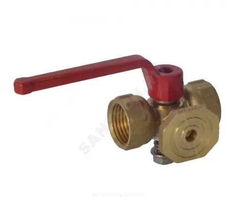 Кран для манометра 3-ходовой латунь 11б18бк(ф)1 Ду 15 Ру16 ВР G1/2"-М20х1,5 с рукояткой с фланцем Пензапромарматура 013011211