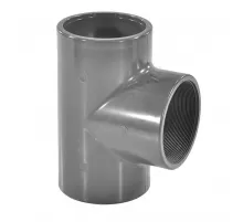 Тройник ПВХ Дн 110х4"х90гр Ру16 серый напорный ВР под клеевое соединение Aquaviva TWT1100