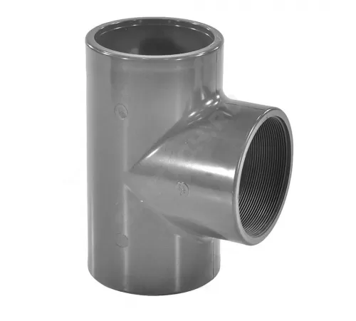 Тройник ПВХ Дн 110х4"х90гр Ру16 серый напорный ВР под клеевое соединение Aquaviva TWT1100