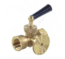 Кран для манометра 3-ходовой латунь 183 Ду 15 ВР G1/2" с рукояткой с фланцем Icma 90183AD05