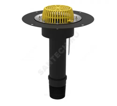 Воронка кровельная с вертикальным выпуском PP Дн 90/110 c листвоул с приж фл с дренаж кол с эл/под Татполимер ТП-07.У.100/4-Э