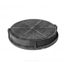 Люк полимер (легкий усиленный) серый/черный круглый 760х630 h=110мм m=43кг 30кН Сантехкомплект