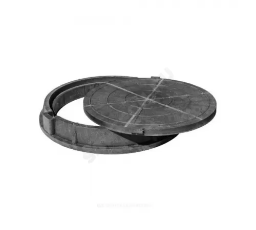 Люк полимер (легкий усиленный) серый/черный круглый 760х630 h=110мм m=43кг 30кН Сантехкомплект