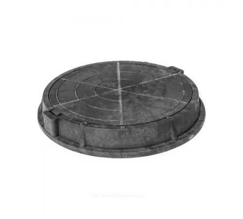 Люк полимер (легкий усиленный) серый/черный круглый 760х630 h=110мм m=43кг 30кН Сантехкомплект