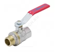 Кран шаровой латунь никель 1003 Euro Ду 32 Ру25 ВР/НР полнопроходной рычаг красный Aquasfera 1003-04