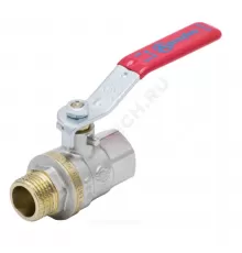 Кран шаровой латунь никель 1003 Euro Ду 15 Ру40 ВР/НР полнопроходной рычаг красный Aquasfera 1003-01