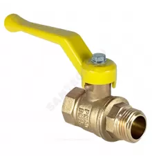 Кран шаровой латунь газ 11Б27фтМ Ду 15 Ру40 ВР/НР рычаг желтый VALFEX VF.272.LR3.012.N/P59