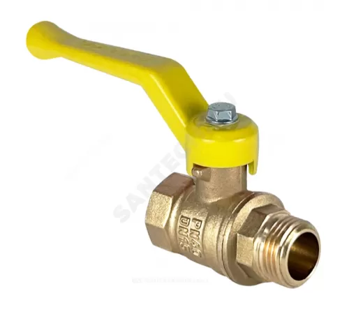 Кран шаровой латунь газ 11Б27фтМ Ду 40 Ру25 ВР/НР рычаг желтый VALFEX VF.272.LR3.112.N/P59