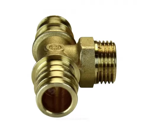 Тройник для PE-X труб радиальный латунь Дн 16х1/2"х16 НР GX153 Giacomini GX153Y033