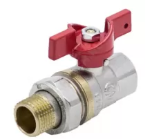 Кран шаровой латунь никель 1007 Euro Ду 15 Ру40 ВР/"американка" полнопроходной бабочка красная Aquasfera 1007-01 .