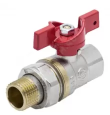 Кран шаровой латунь никель 1007 Euro Ду 15 Ру40 ВР/"американка" полнопроходной бабочка красная Aquasfera 1007-01 .