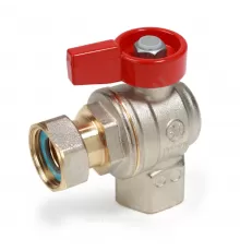 Кран шаровой латунь никель угловой R781 Ду 20 Ру16 ВР/нак. гайка полнопроходной флажок красный Giacomini R781PX014