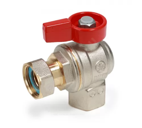 Кран шаровой латунь никель угловой R781 Ду 15 Ру16 ВР/нак. гайка полнопроходной флажок красный Giacomini R781PX013