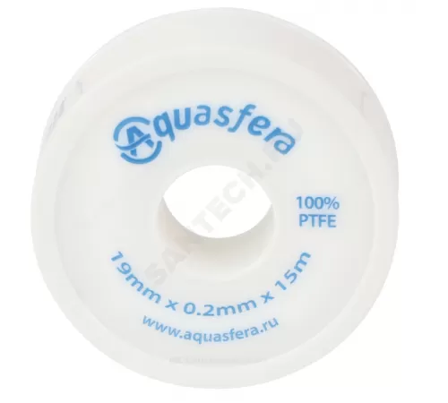 Лента ФУМ PTFE 6020 19ммх0,2ммх15м катушка среда: вода Aquasfera 6020-04