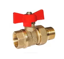Кран шаровой латунь Стандарт 232 аналог 11б27п1 Ду 20 Ру40 ВР/"американка" бабочка красная ГАЛЛОП 107169