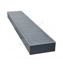 Конвектор внутрипольный рулонная решетка (втулки серые) анодированный алюминий шаг 12 мм с рамкой U - образный профиль подключение - универсальное Бриз КЗТО БР200140800U5АЛ12