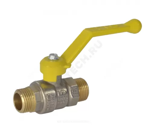 Кран шаровой латунь никель газ Pride Ду 15 Ру40 НР полнопроходной рычаг аналог 11б27п LD 47.15.Н-Н.Р